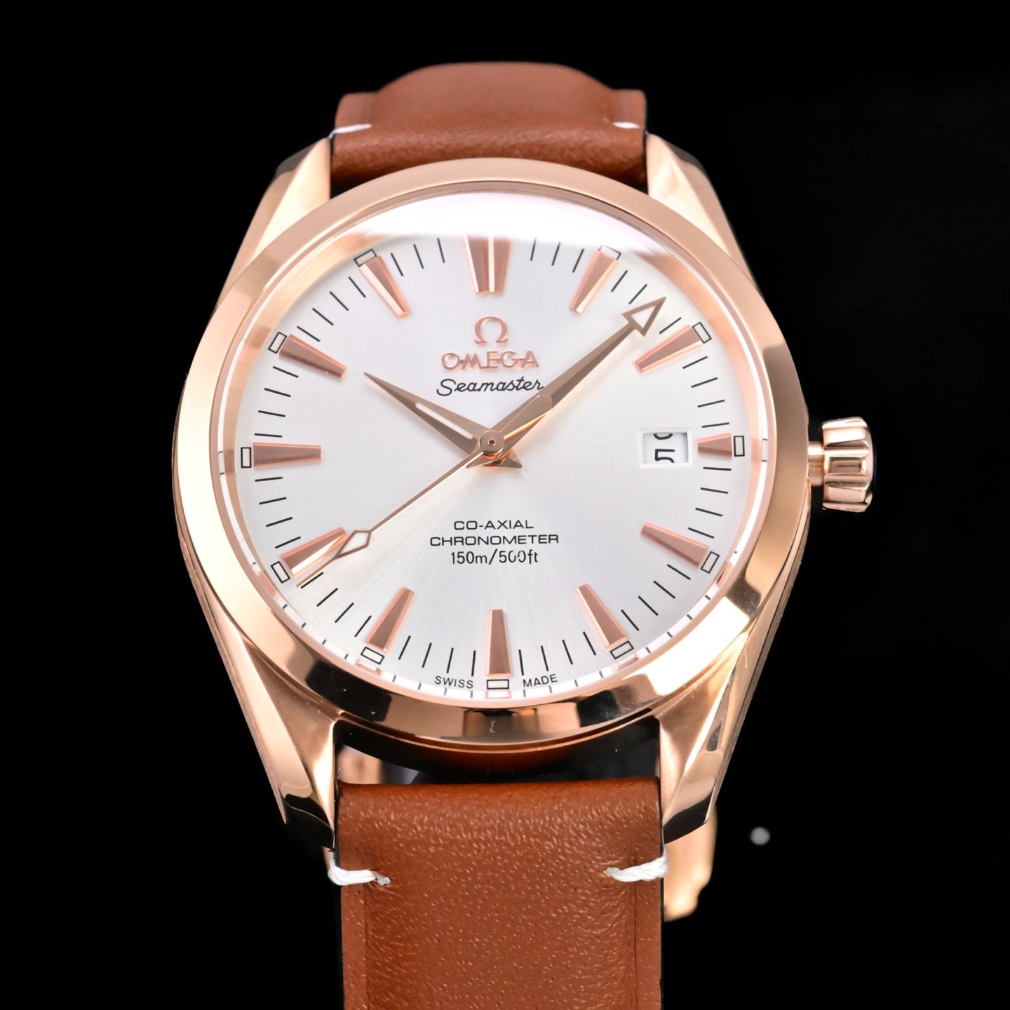 Omega Seamaster Aqua Terra Observatory 150M PN1 White Dial Rose Gold Case Brown Leather Strap 39mm OMEGA-AT-PN1-RG-WHT39-LTH