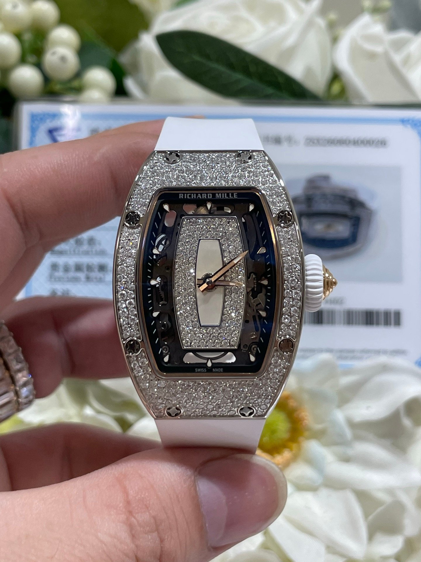 Richard Mille RM 07-01 18K White Gold Diamond-Set Mother-of-Pearl Dial RM07-01 WG MOP