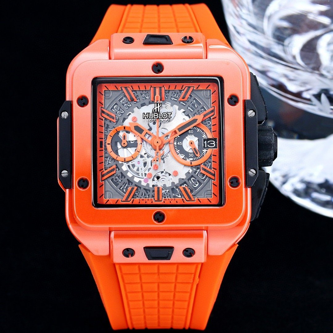 Hublot Spirit of Big Bang Ceramic Black & Orange Rubber Strap 42mm HSB-BK-OR-RB-42