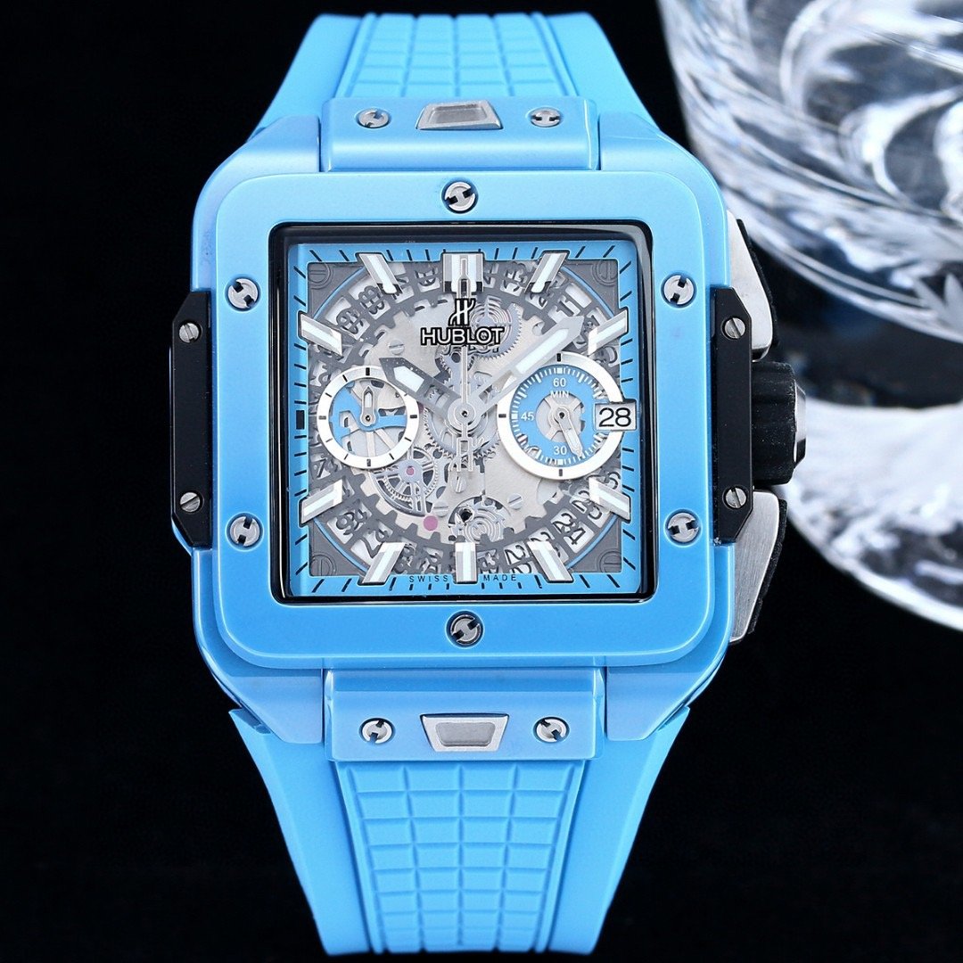 Hublot Spirit of Big Bang Ceramic  Ice Blue Rubber Strap Grey Dial 42mm 642.EX.5110.RX