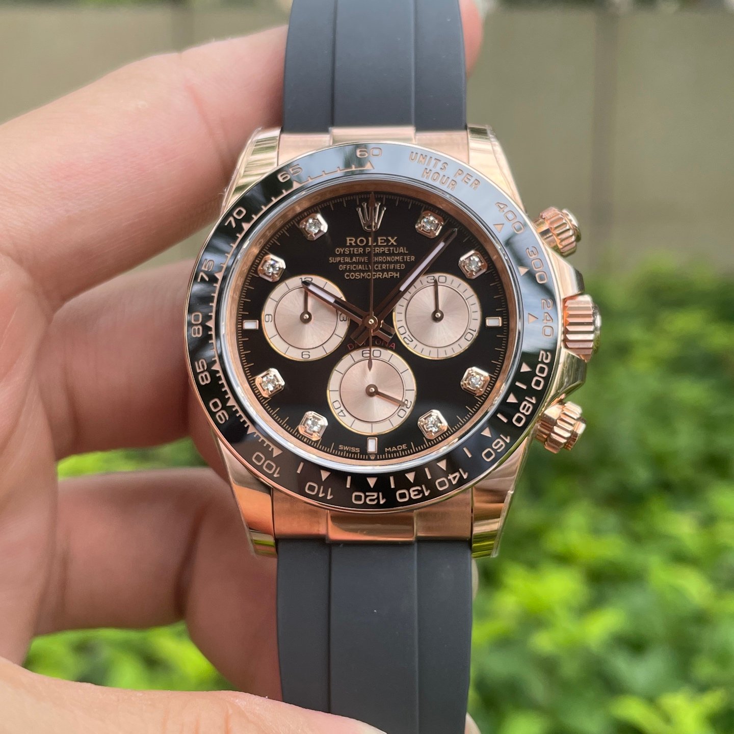 Rolex Daytona Everose Gold Cosmograph Black Sundust Diamond Dial 40mm 126515LN-0004