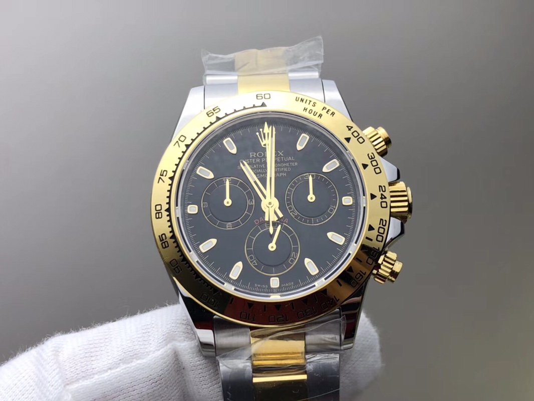 Rolex Daytona Yellow Gold Stainless Steel Cosmograph Black Dial 40mm 116523-0039