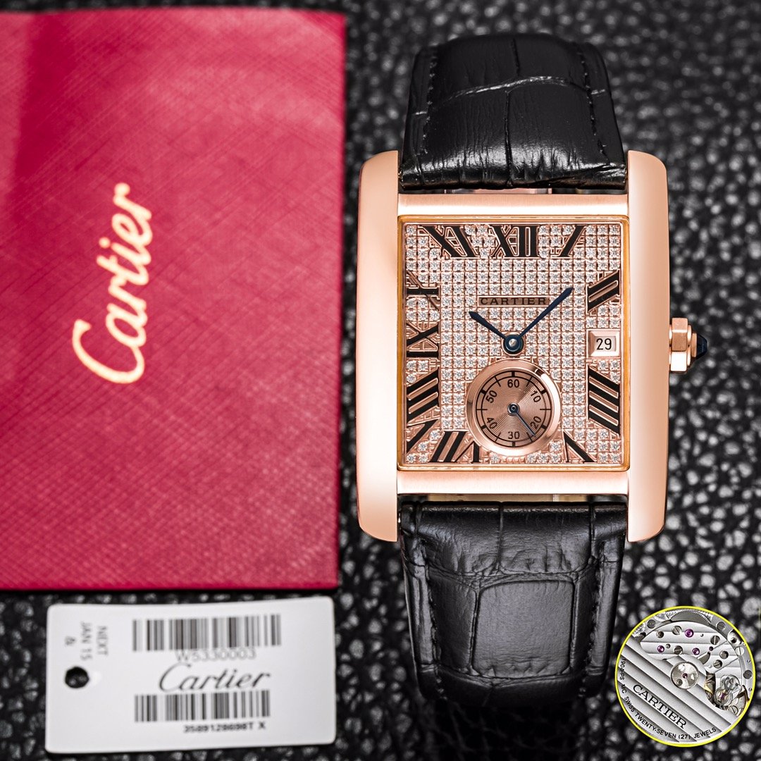 Cartier Tank MC Rose Gold Diamond Dial 34MM CR-RG-34