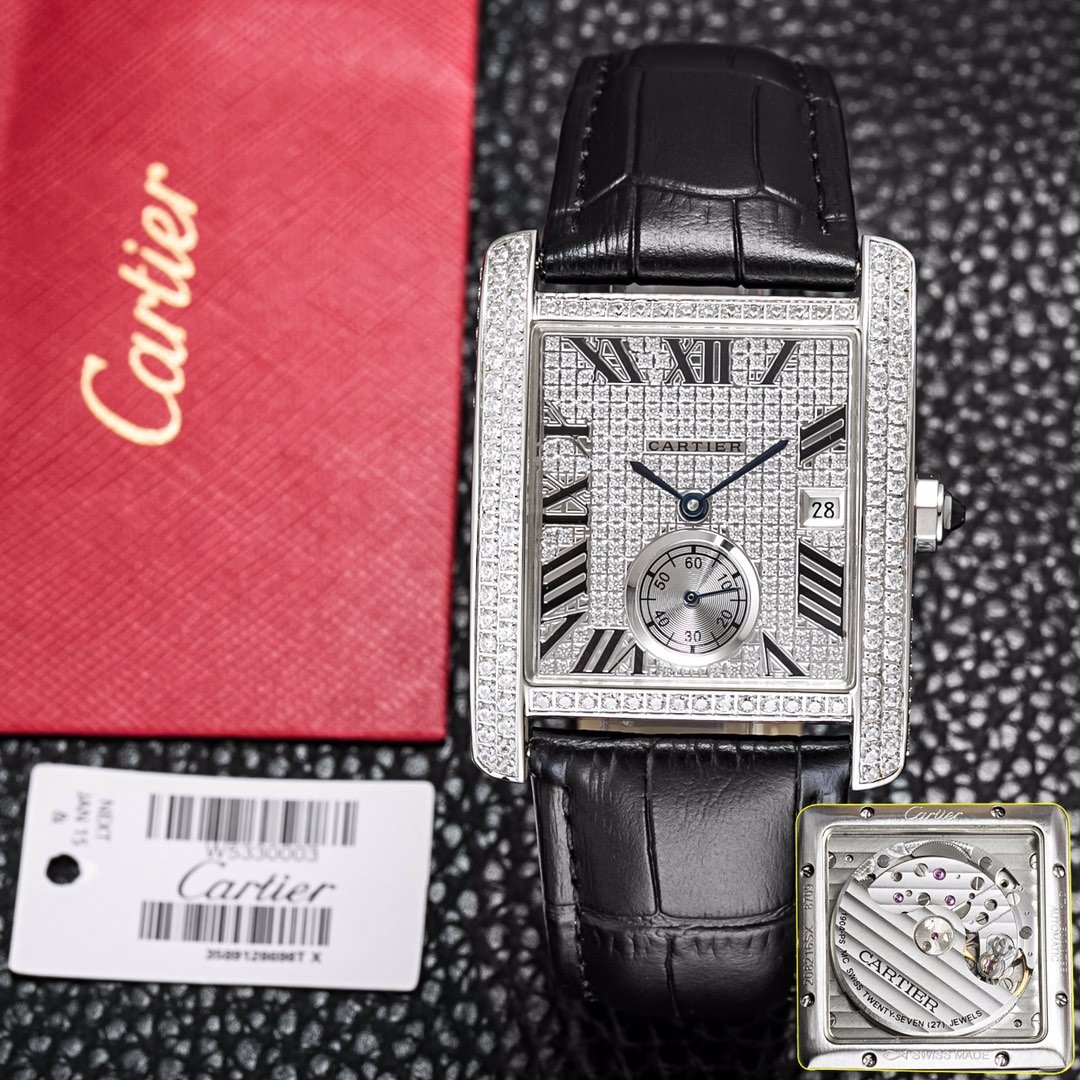 Cartier Tank MC White Gold Diamond Dial 34MM CR-WH-PAVED-34