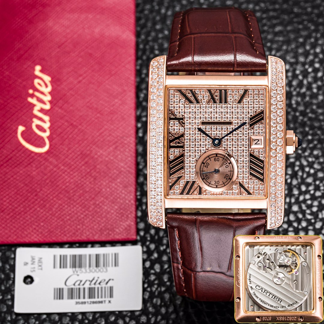 Cartier Tank MC Rose Gold Diamond Dial CR-RG-PAVED-34
