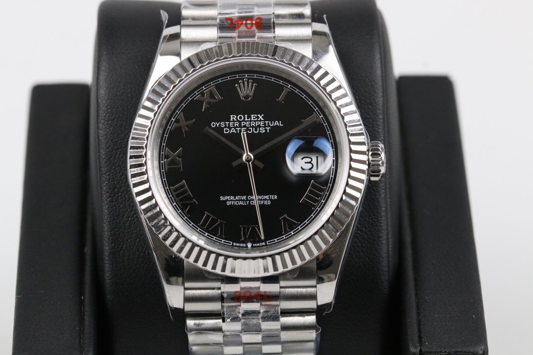Rolex Datejust Stainless Steel White Gold Fluted Bezel Black Roman Dial Jubilee 31MM 178274-0079