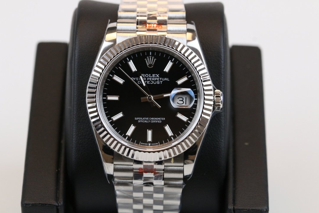 Rolex Datejust Stainless Steel White Gold Fluted Bezel Black Dial Jubilee 36MM 126234-0015