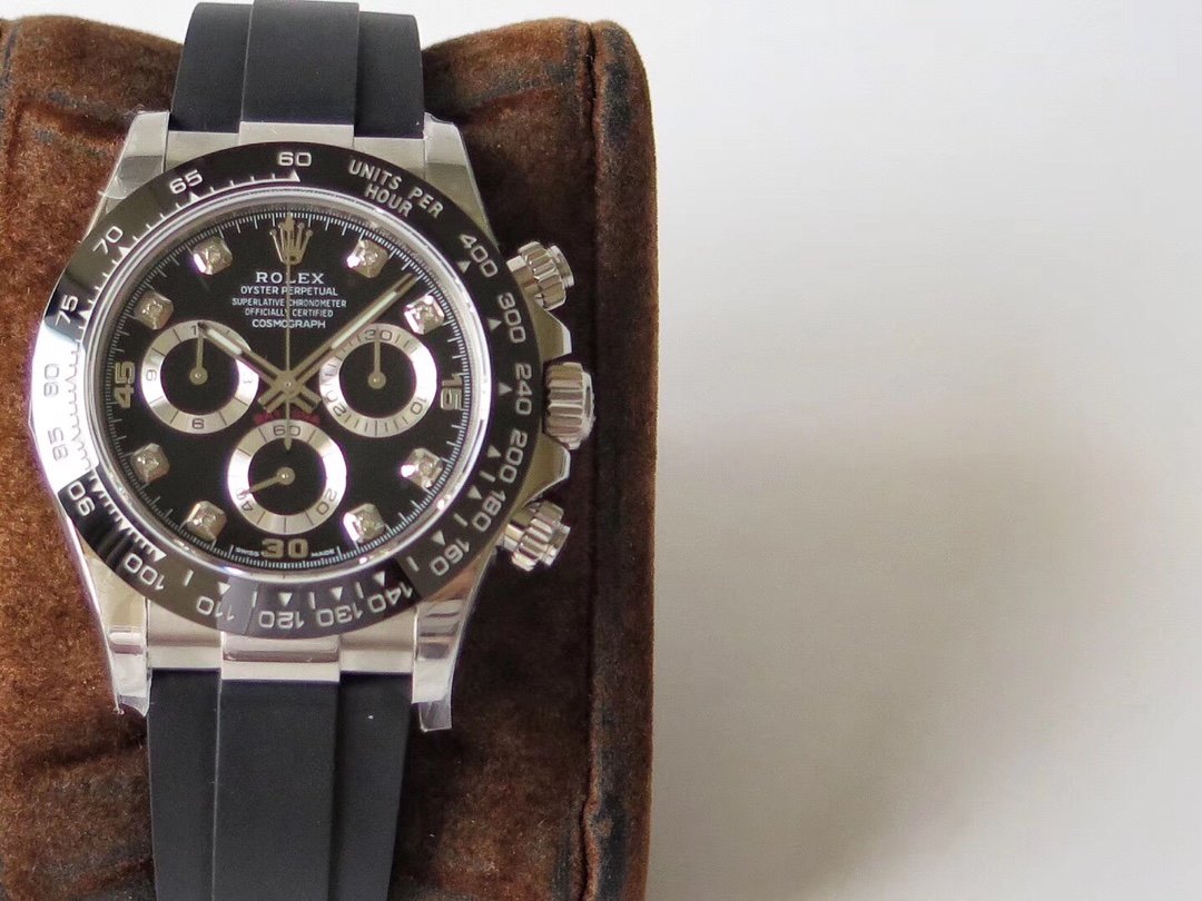 Rolex Cosmograph Daytona White Black Diamond Dial 40mm Oysterflex Ceramic Bezel Watch 116519LN