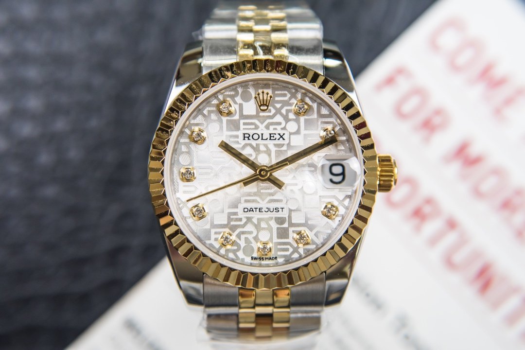Rolex Datejust Two-Tone Yellow Gold Fluted Bezel Silver Computer Dial Jubilee 31MM 178273-0006