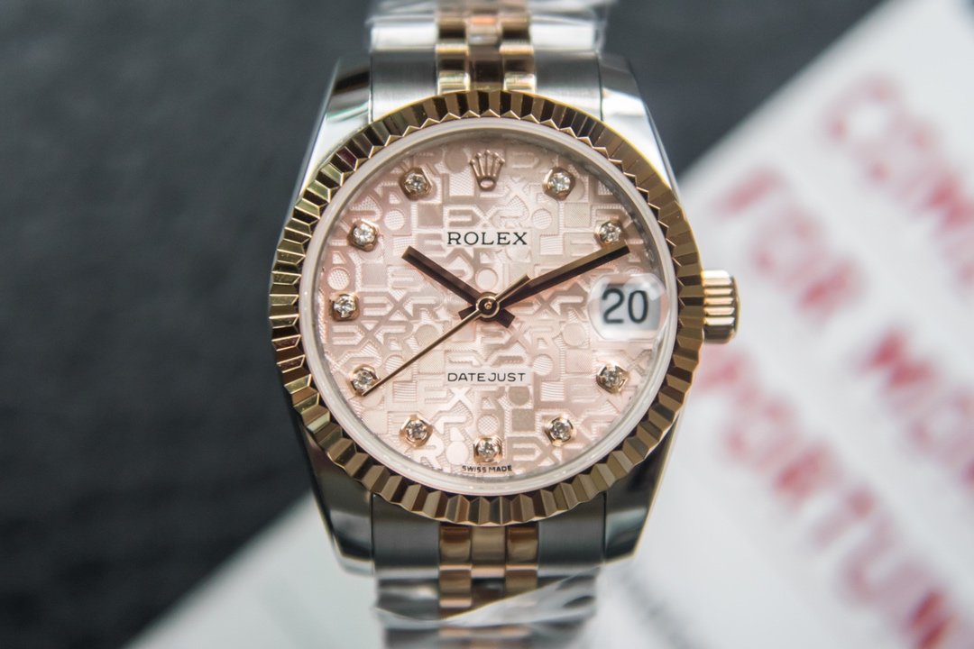 Rolex Datejust Two-Tone Rose Gold Fluted Bezel Pink Computer Dial Jubilee 31MM 178271-0012