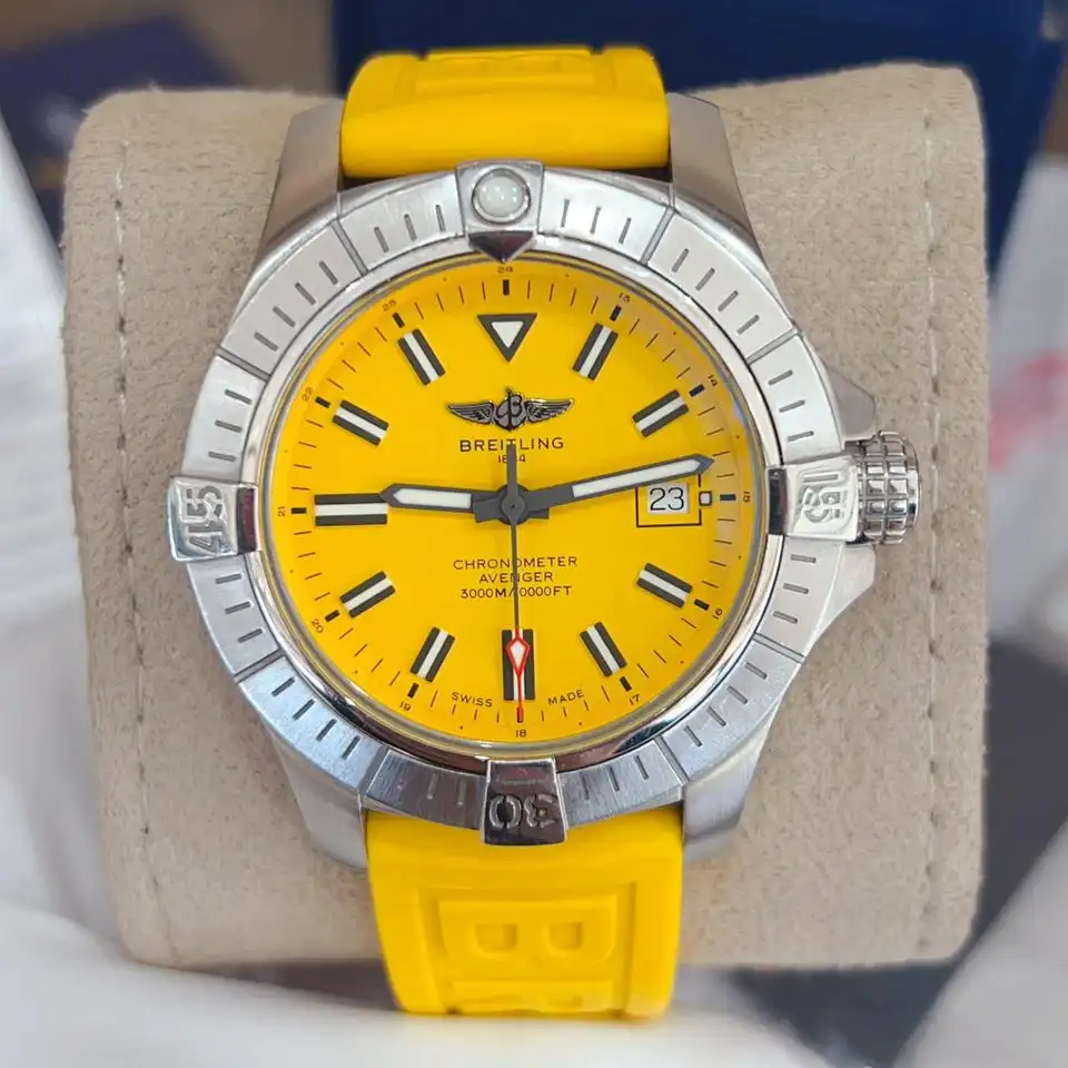 Breitling Avenger Seawolf Stainless Steel Yellow Dial Yellow Strap 45MM A17319101I1X1