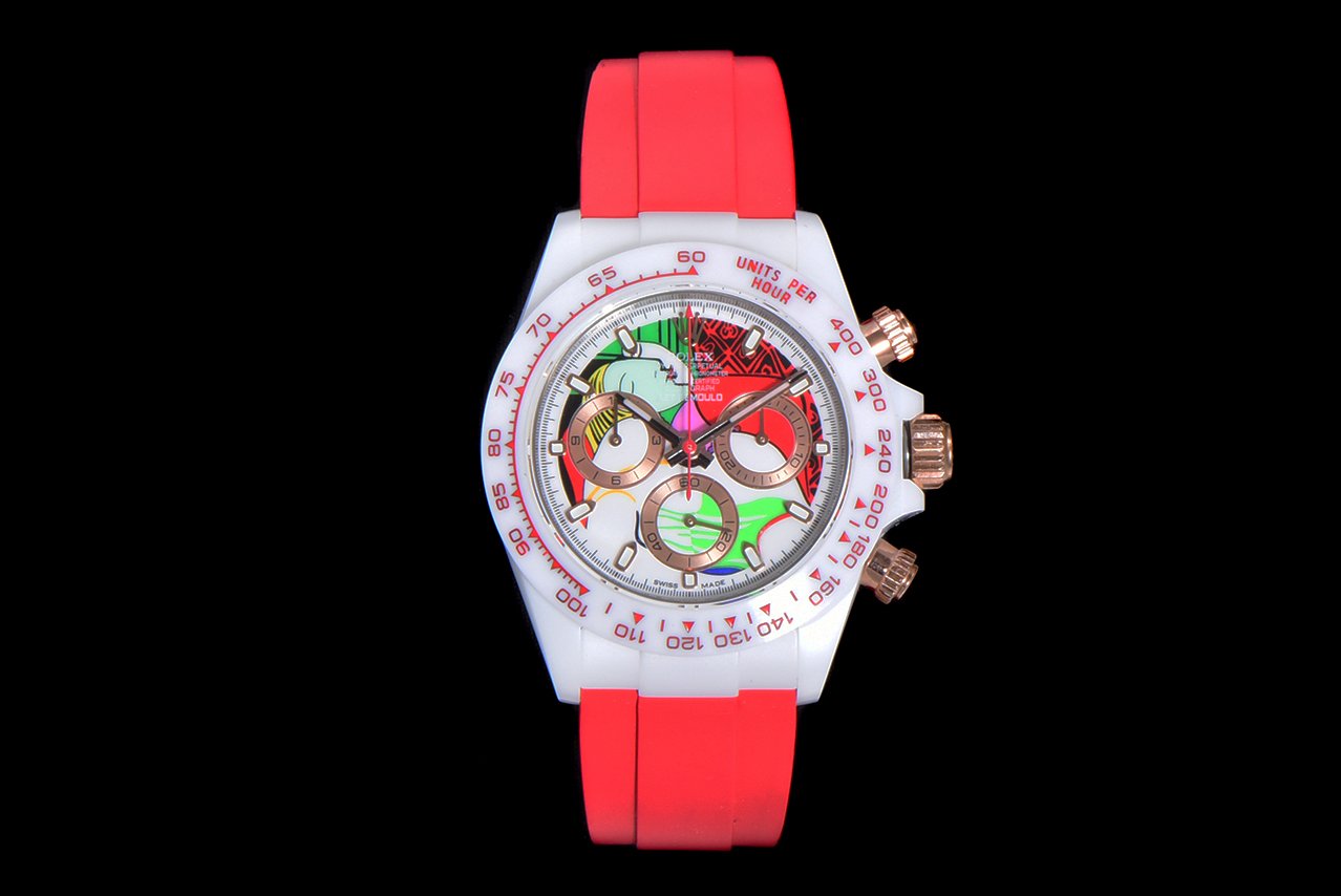 Rolex Cosmograph Daytona White Ceramic Chronograph Picasso Le Reve Art Dial 40mm 116520-AET-TheDream-Red