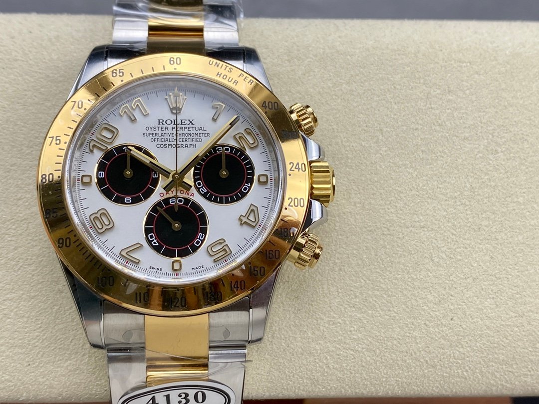 Rolex Cosmograph Daytona Two-Tone Steel and Yellow Gold Chronograph White Panda Arab Dial 40mm 116523-Custom