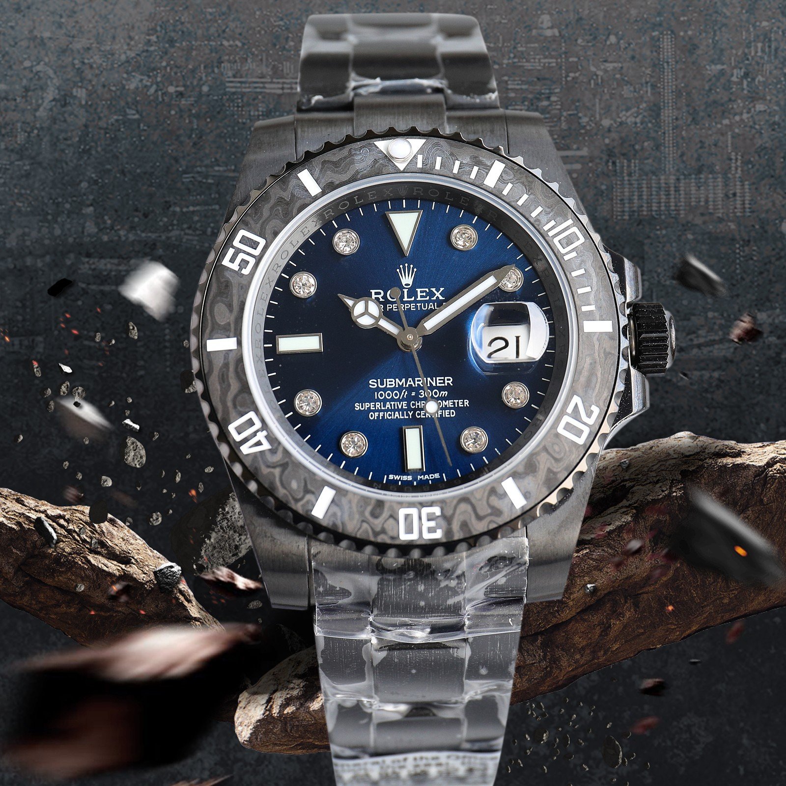Rolex Submariner Stainless Steel Automatic Blue Dial 40mm 116610LN-DiW-BlueDiamond