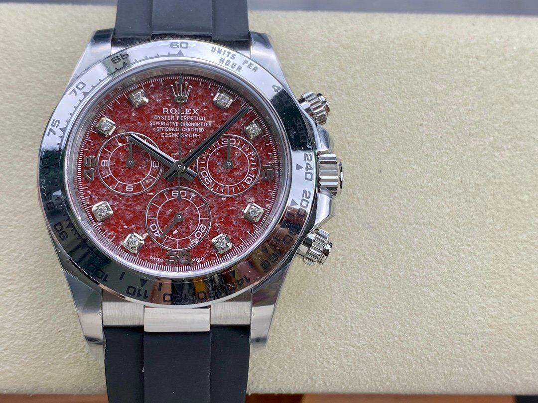 Rolex Cosmograph Daytona Stainless Steel Chronograph Red Jasper Diamond Dial 40mm 116520-Custom