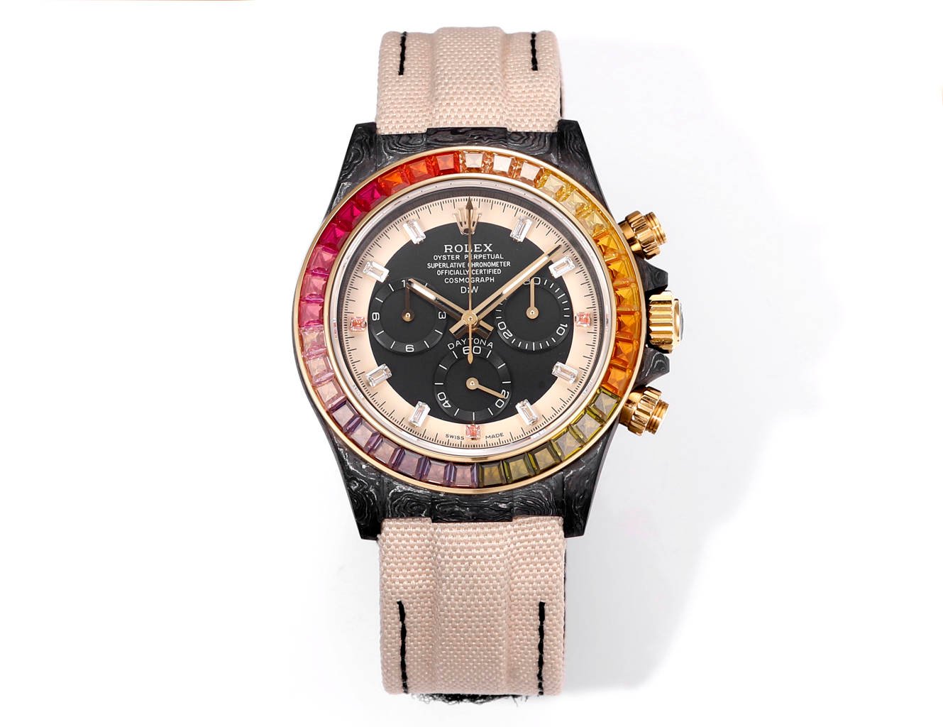 Rolex Cosmograph Daytona Carbon Chronograph Black and Champagne Rainbow Dial 40mm 116520-DiW-Rainbow