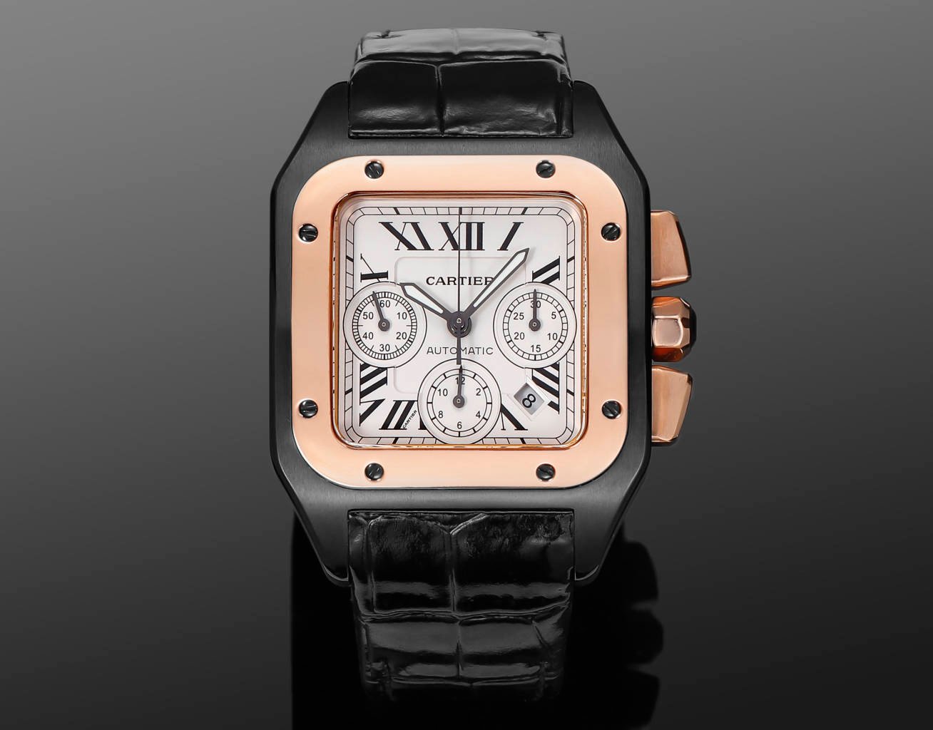 Cartier Santos 100 XL Chronograph Rose Gold ADLC 42MM W2020003-01