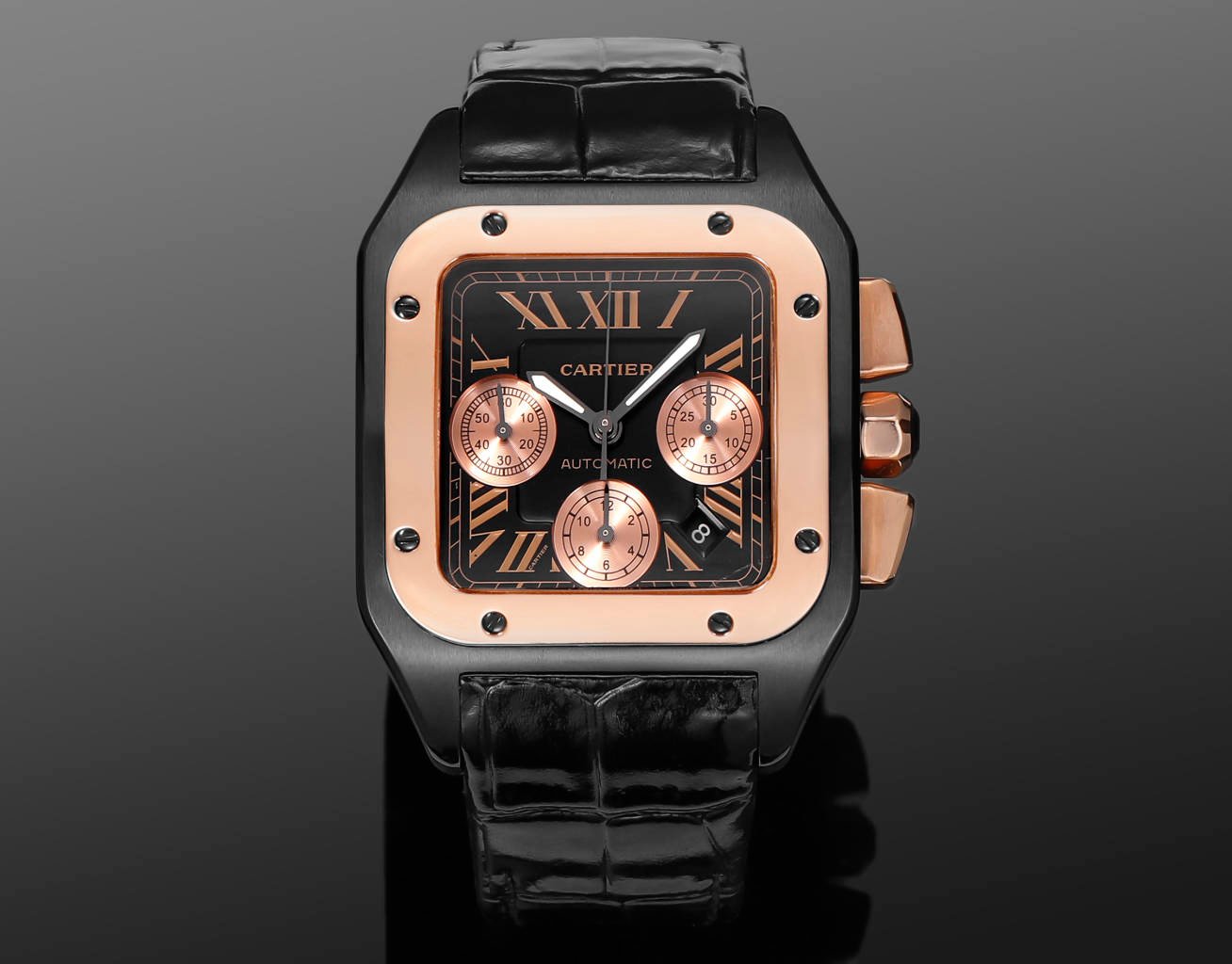 Cartier Santos 100 XL Chronograph ADLC Rose Gold 42mm W2020004-01