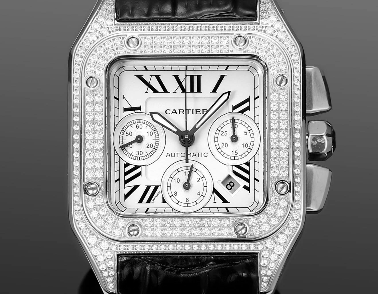 Cartier Santos 100 XL Chronograph Diamonds 42mm W20090X8-DIAMOND