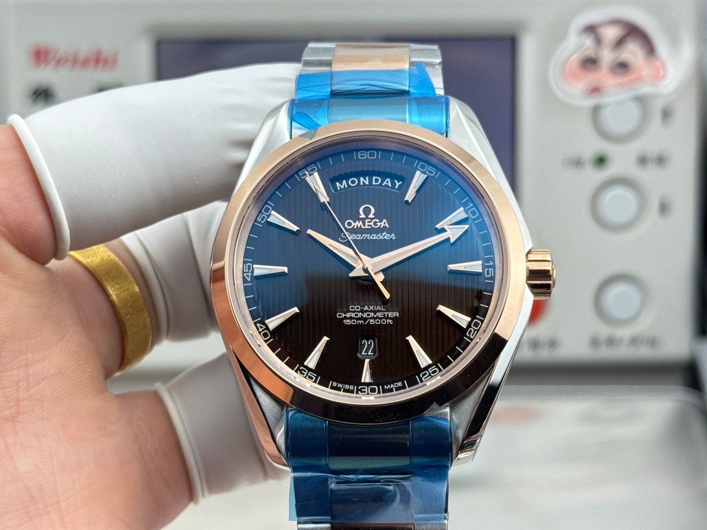 Omega Seamaster Aqua Terra Rose Gold Steel Blue Dial Two-Tone Bracelet 43MM CR-AQTR-RGSS-BLU-43