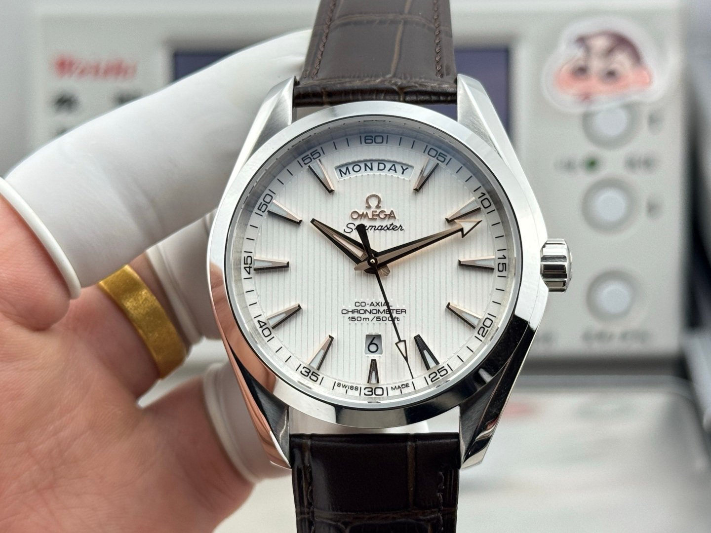 Omega Seamaster Aqua Terra Stainless Steel Silver Dial Brown Leather Strap 43MM  CR-AQTR-SS-SL