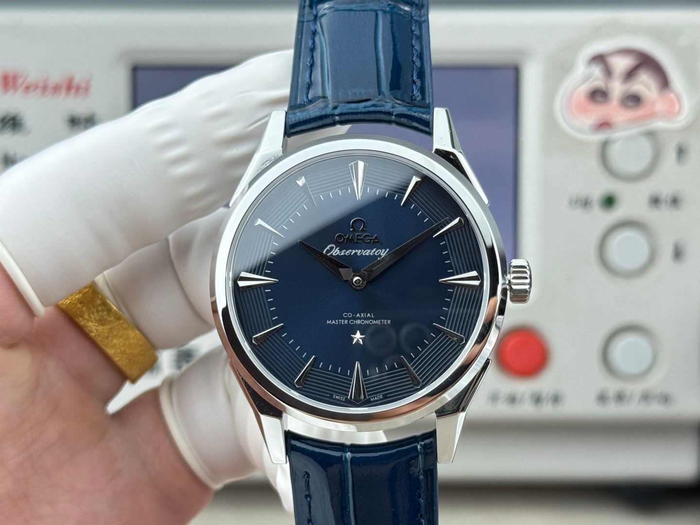 Omega Constellation Observatory Stainless Steel Blue Dial 39MM Leather Strap 140.13.39.21.03.001