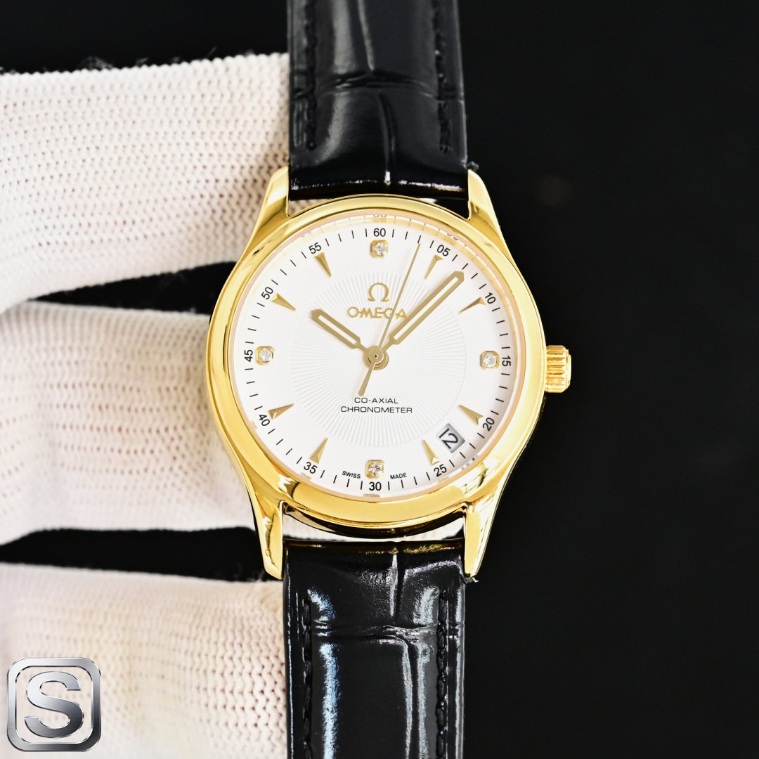Omega De Ville Prestige Yellow Gold Diamond Silver Dial 34MM Ref. 424.53.40.20.52.002
