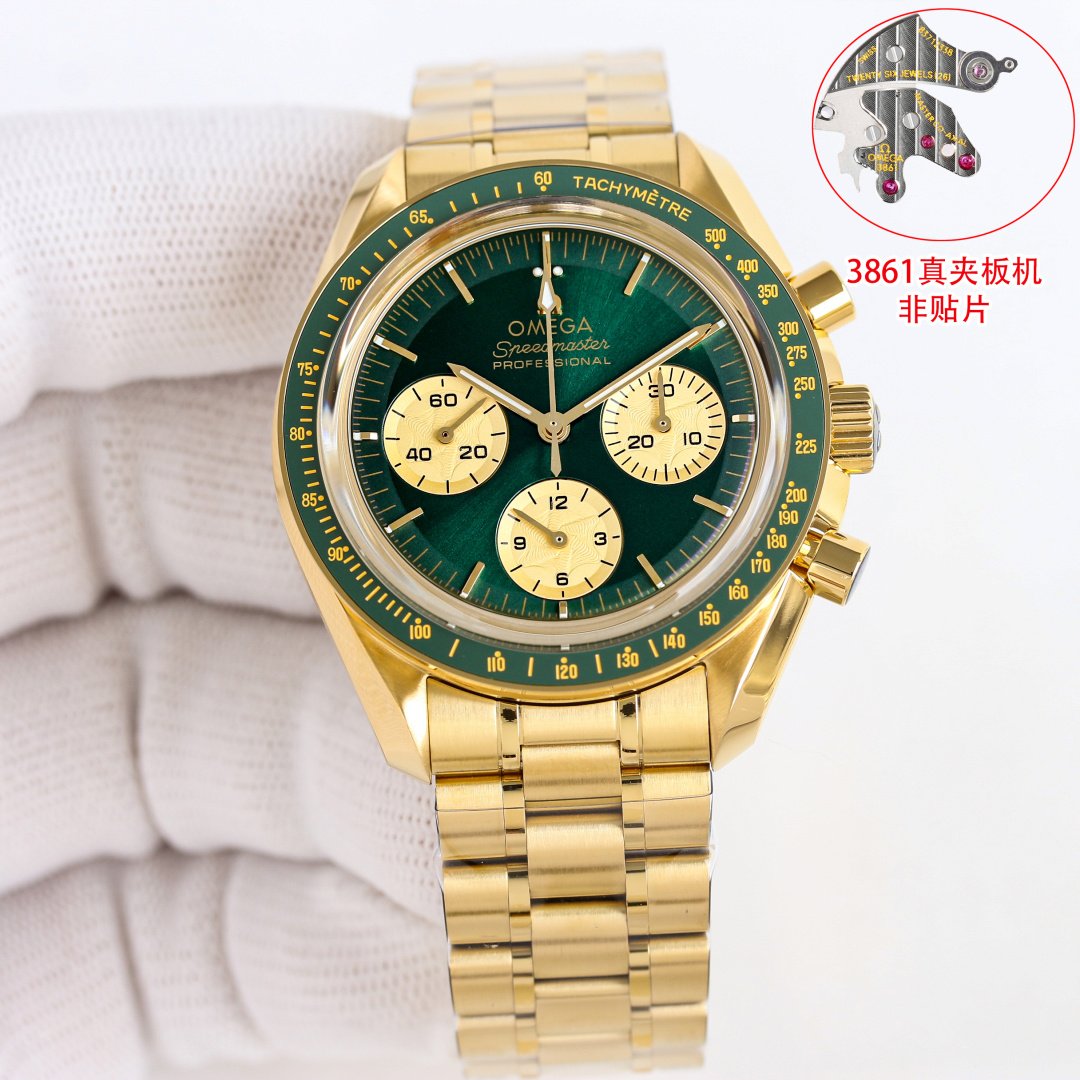 Omega Speedmaster Professional Moonwatch Moonshine Gold Green Dial 42MM Moonshine Gold Bracelet 310.60.42.50.10.002