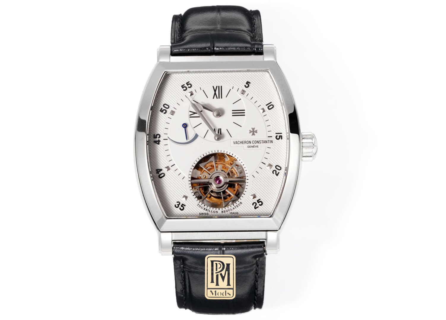 Vacheron Constantin Malte Platinum Silver Tourbillon Regulator Dial Leather Strap 39.9MM 30080/00P-9357