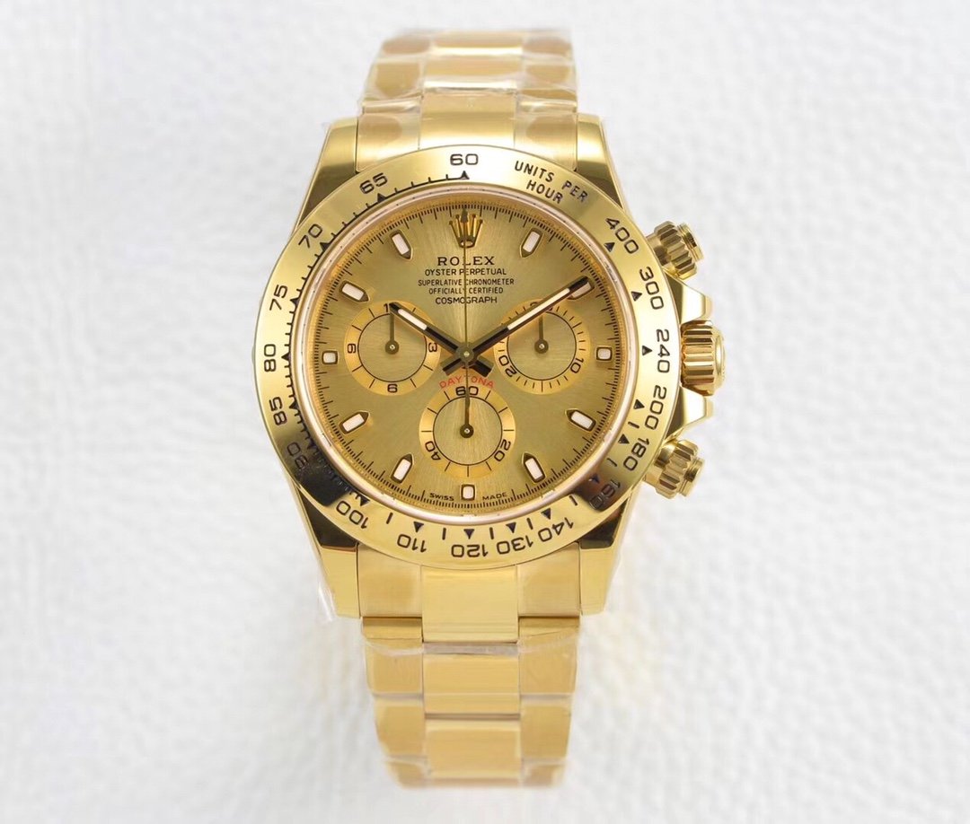 Rolex Daytona Yellow Gold Champagne Dial Tachymeter Bezel 40mm 116528-0045