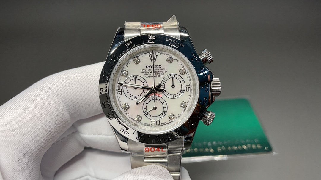 Rolex Cosmograph Daytona White Gold White Mother of Pearl Dial 40mm Diamond Markers Watch RLX-DT-116509NG