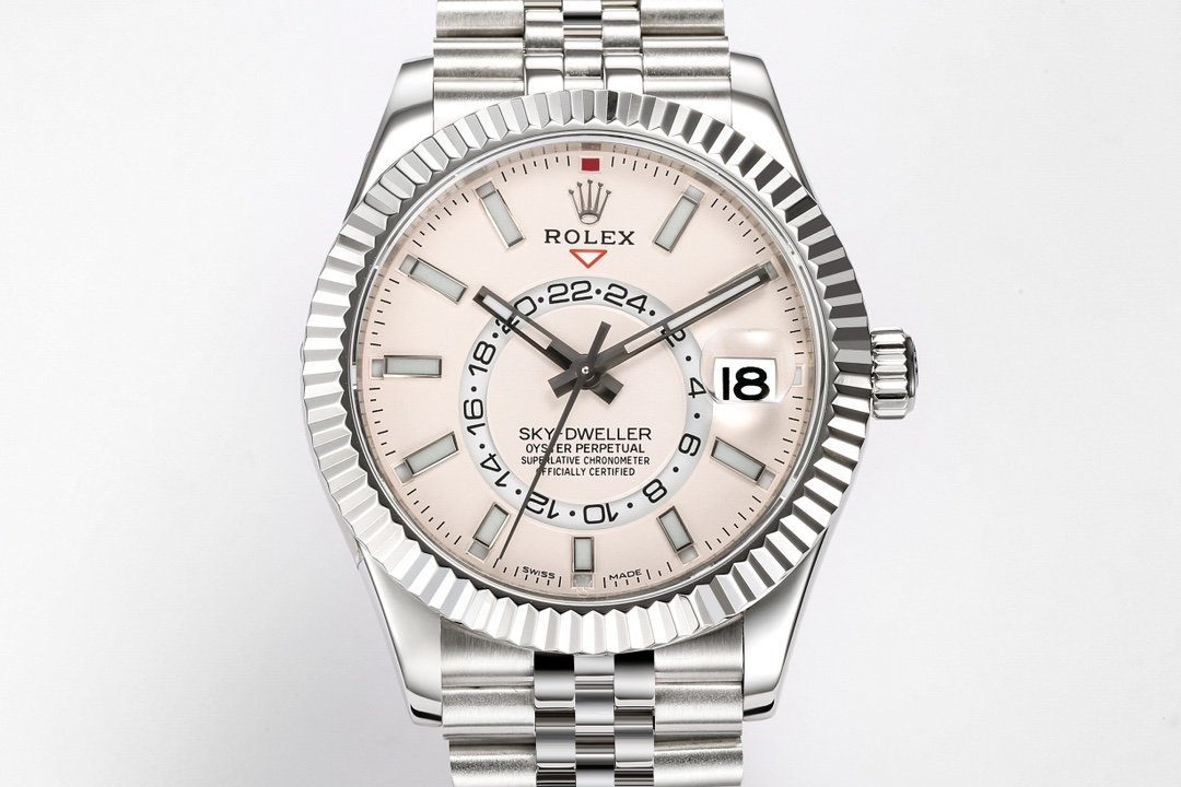 Rolex Sky-Dweller White Gold Fluted Bezel Intense White Dial Jubilee 42MM 336934-0004