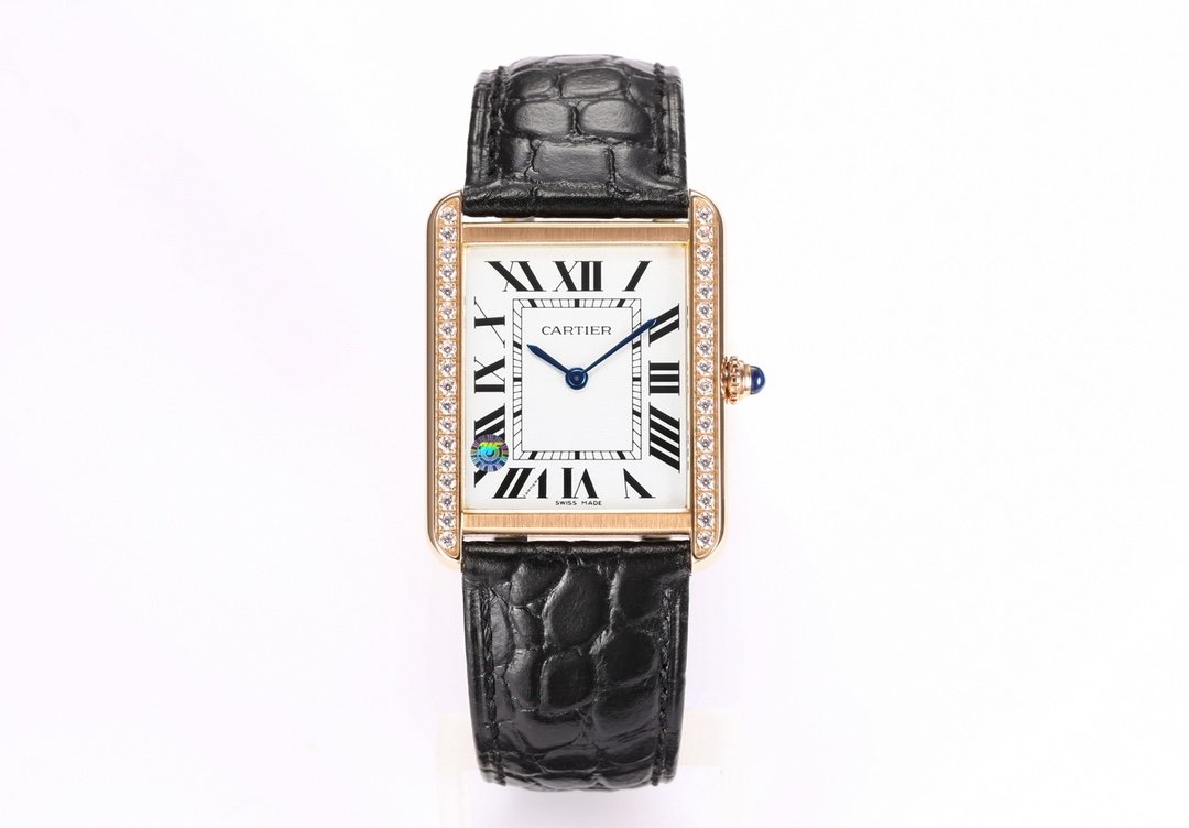 Cartier Tank Louis Cartier Rose Gold Silver Diamond Dial 34.8MM CR-TNKLC-RG-D