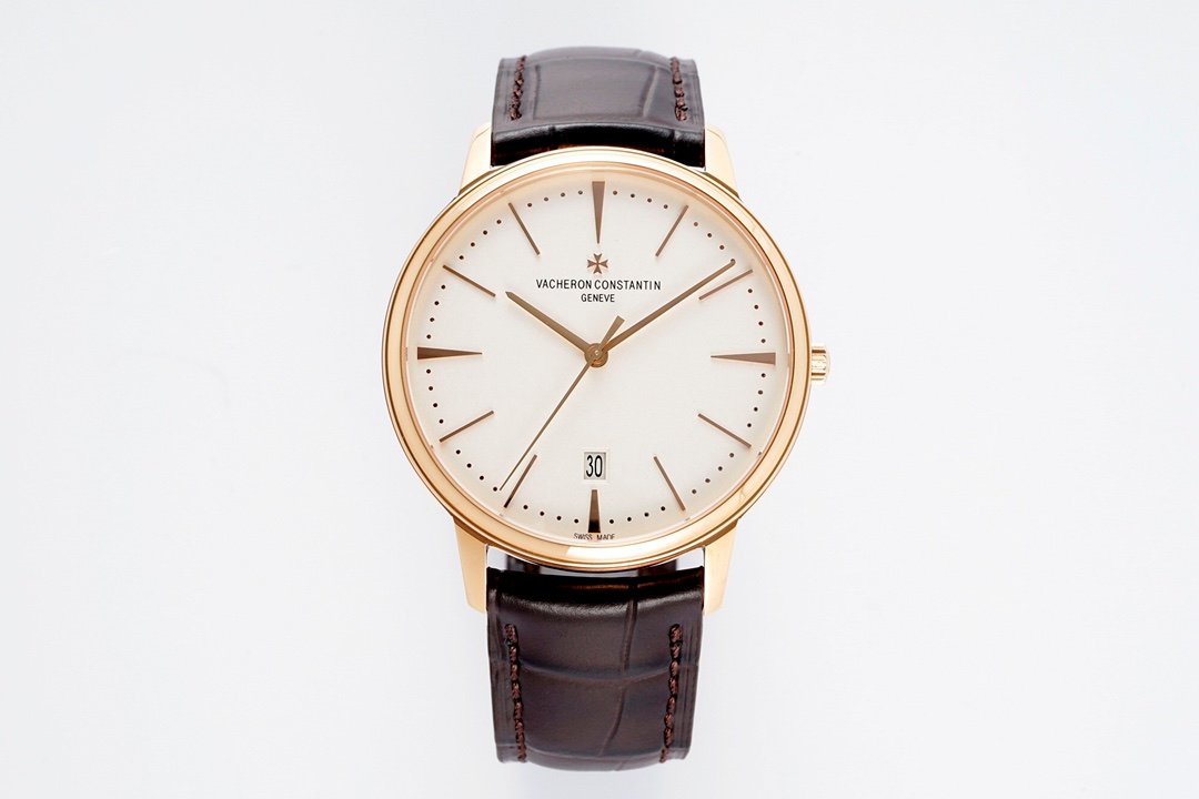 Vacheron Constantin Patrimony Solid Rose Gold Silver Dial Leather Strap 40MM 85180/000R-9248