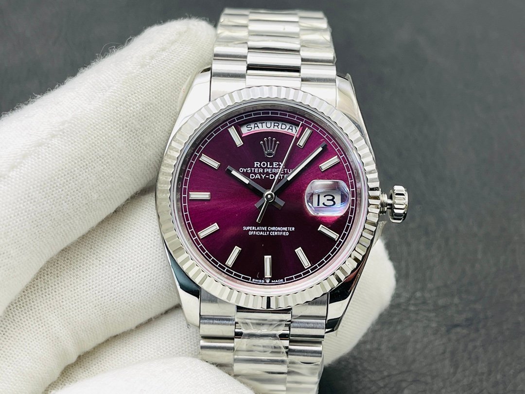 Rolex Day-Date White Gold President 36mm Factory Cherry Red Dial Ref.118239