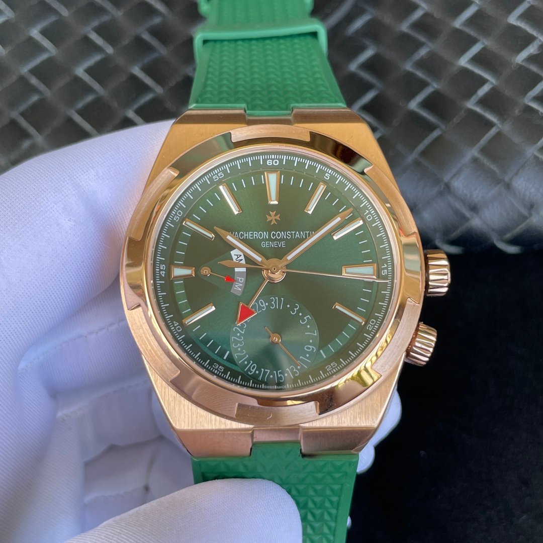 Vacheron Constantin Overseas Solid Rose Gold Green Dual Time Dial Rubber Strap 41MM Ref. 7920V/210R-B965
