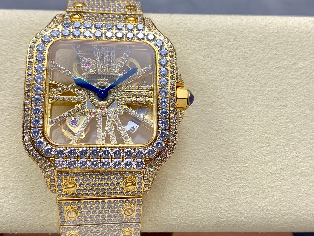 Cartier Santos de Cartier Large Model Yellow Gold Diamond Skeleton 40mm Ref.WHSA0042-01