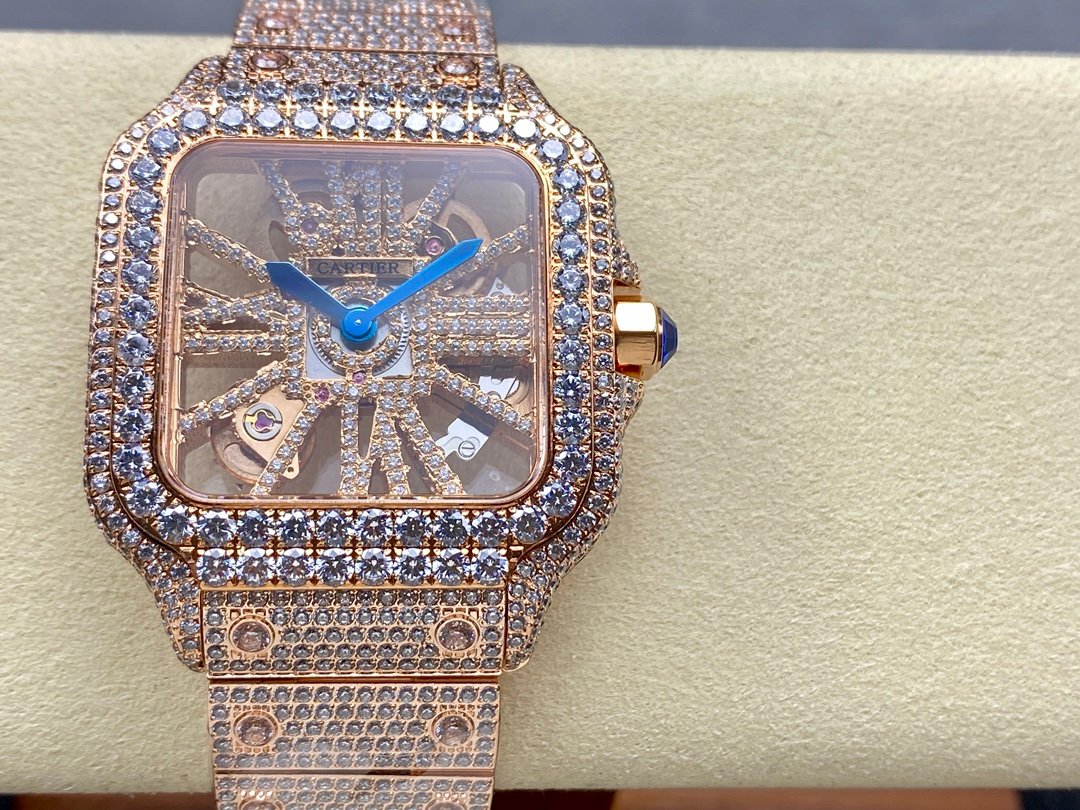 Cartier Santos de Cartier Large Model Rose Gold Diamond Skeleton 42mm Ref.WHSA0016