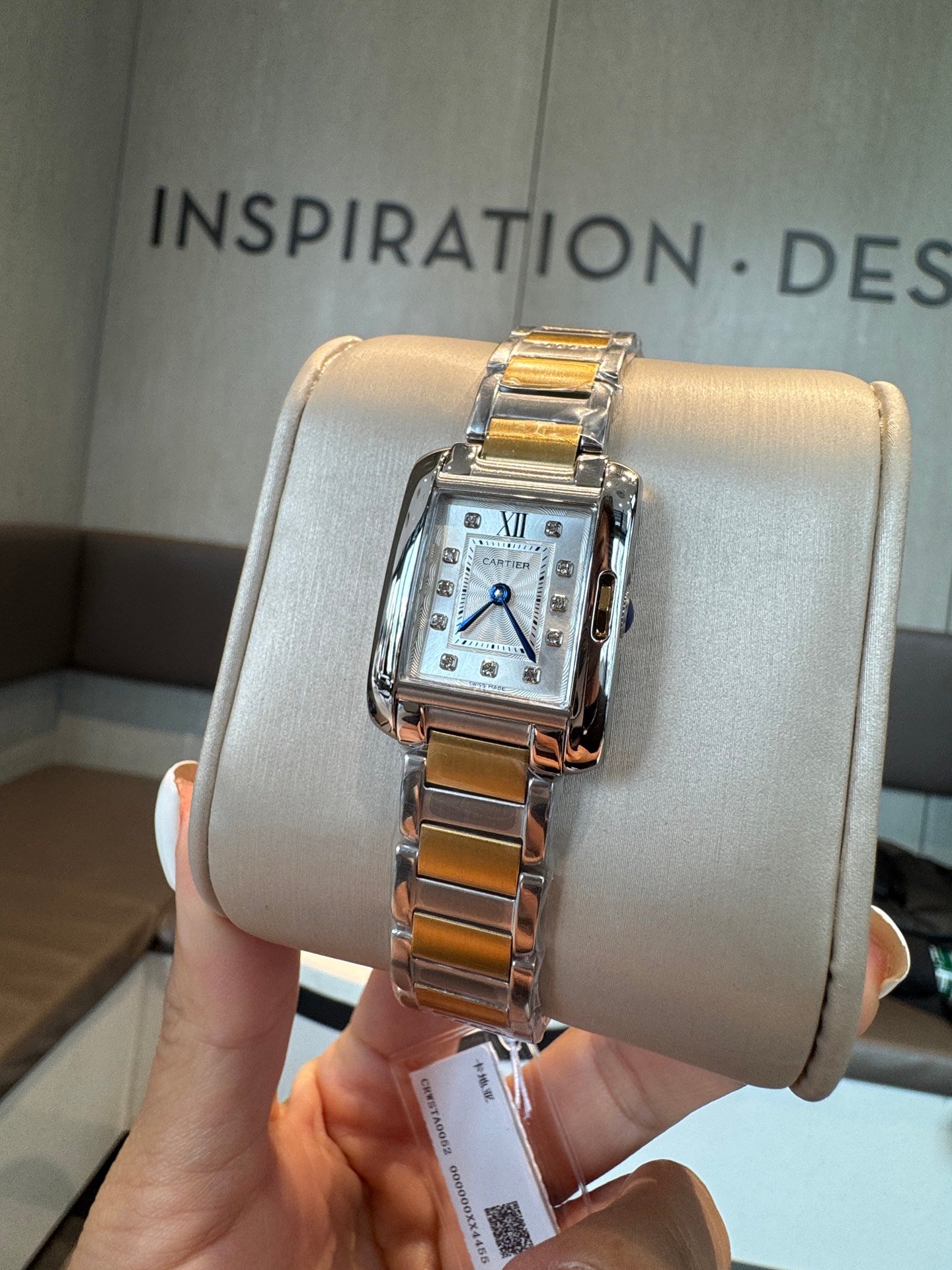 Cartier Tank Must Stainless Steel and Yellow Gold Diamond Dial Small Model Steel Yellow Gold Bracelet 22.7MM  Ref.WSTA0052