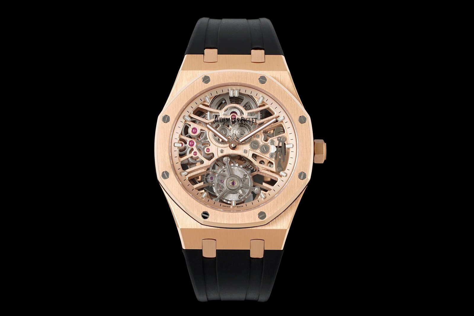 Audemars Piguet Royal Oak Rose Gold Selfwinding Flying Tourbillon Openworked Skeleton Dial 41mm 26735OR-Rubber
