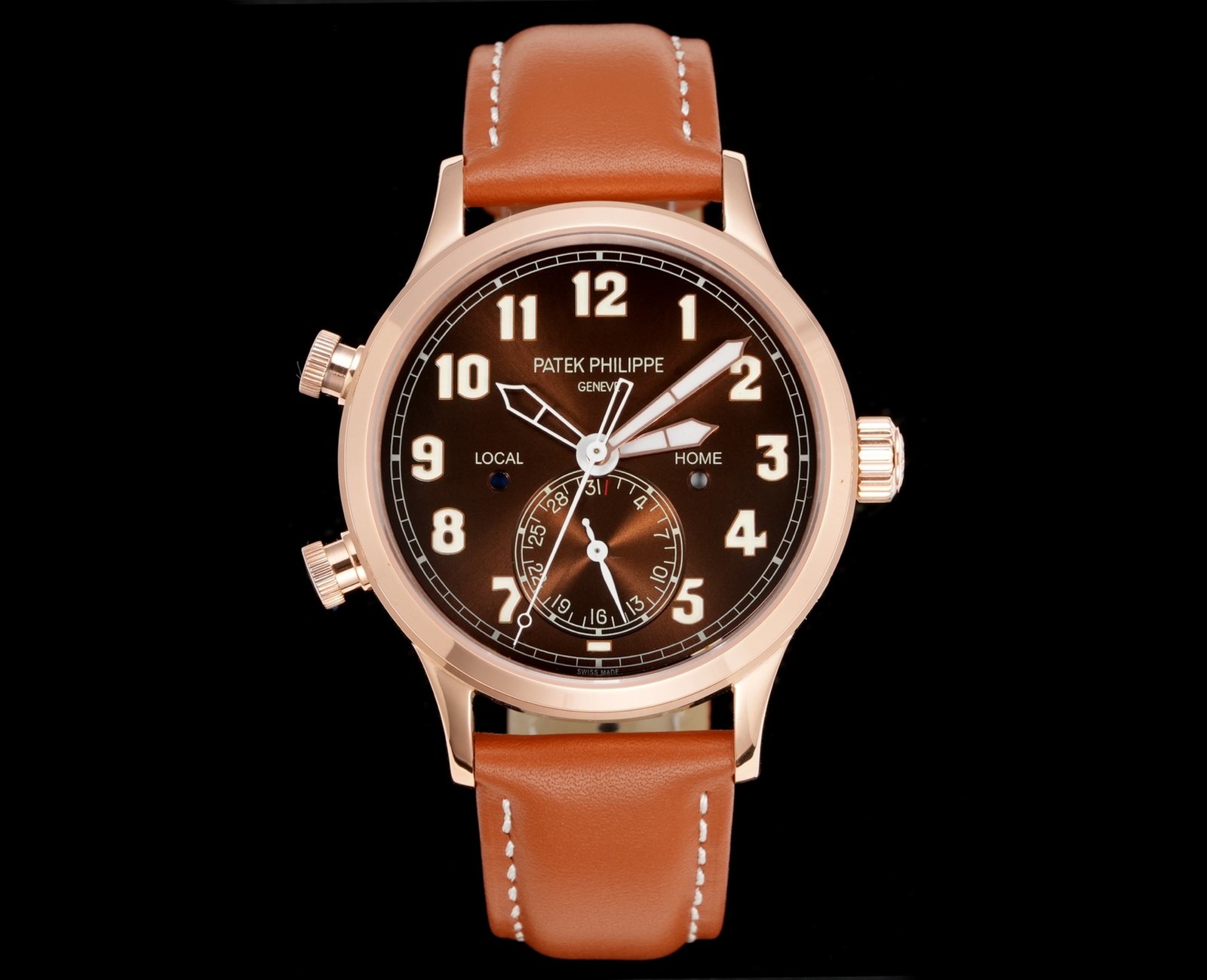 Patek Philippe Complications Rose Gold Brown Dial Brown Leather Strap 5524R-001