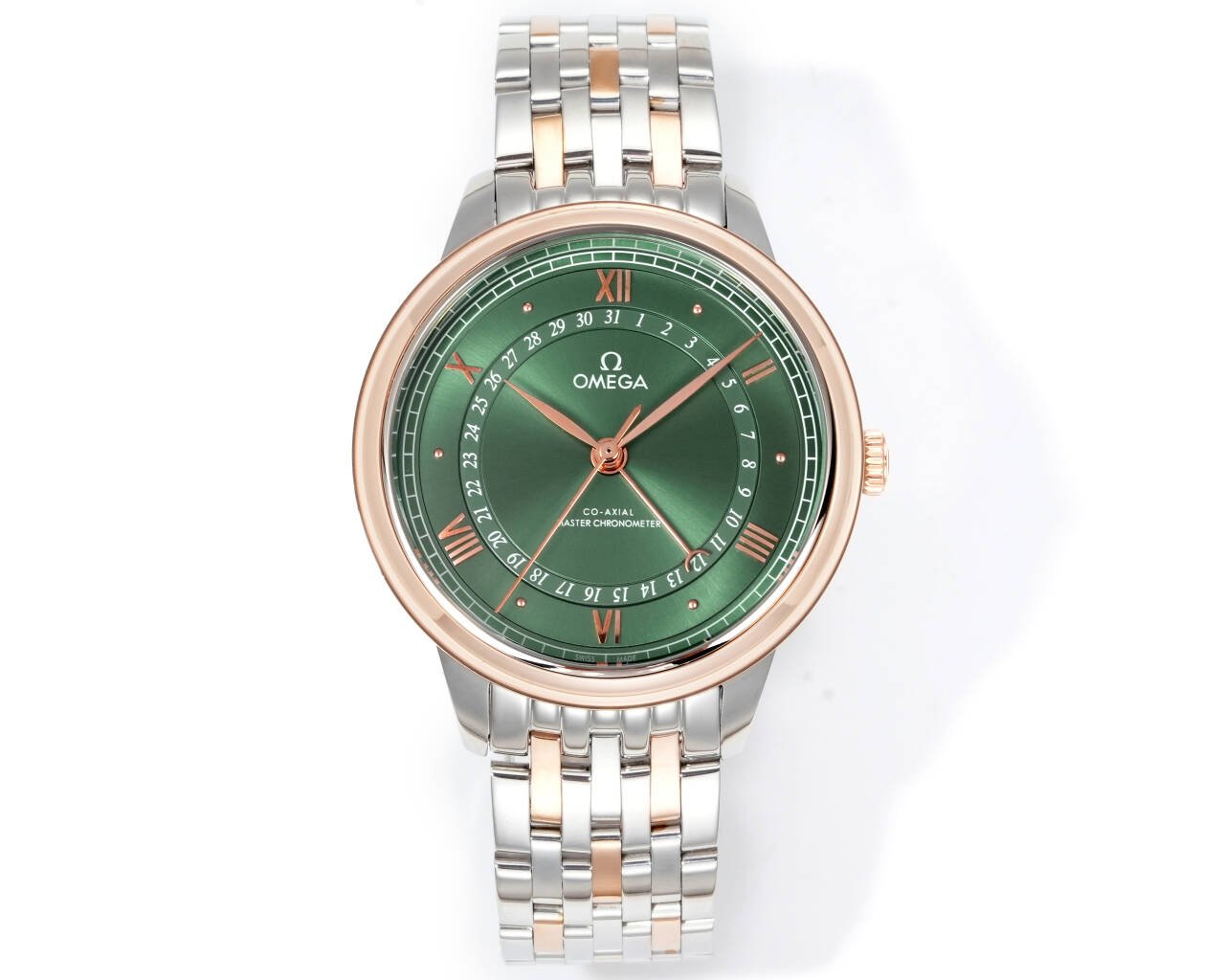 Omega De Ville Prestige Rose Gold Steel Green Dial Rose Gold Steel Bracelet 40MM CR-DVP-RGSS-GN-40