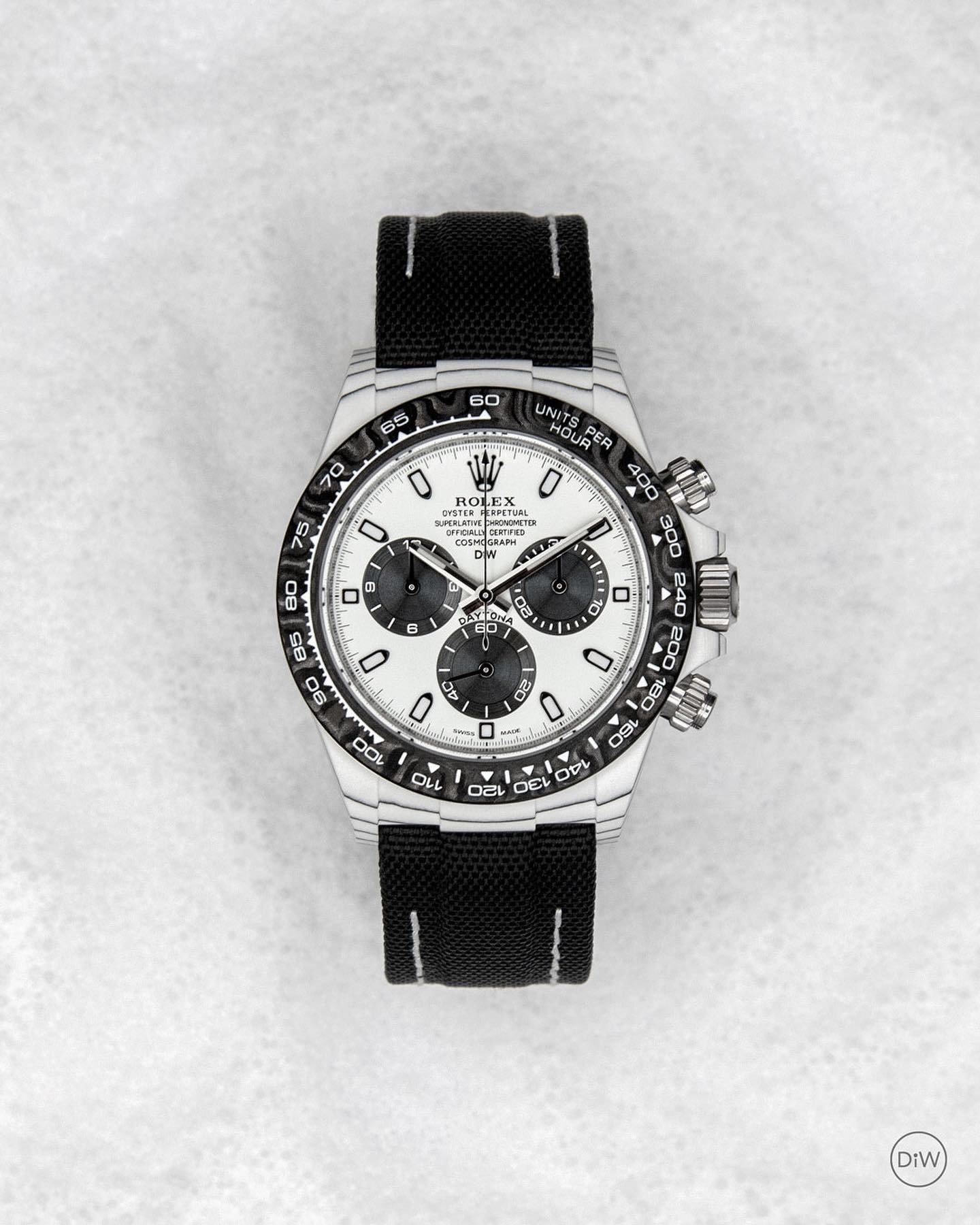 Rolex Cosmograph Daytona Quartz Fiber White and Black Dial 40mm Special Edition DiW Irbis Watch ROLEX-DAYTONA-DIW-IRBIS