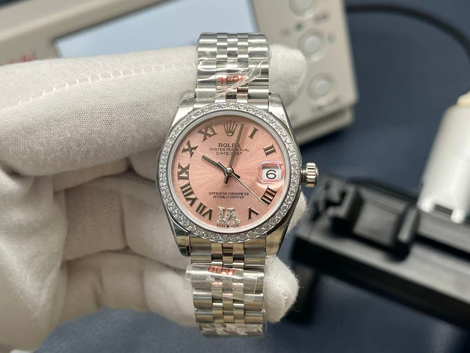 Rolex Datejust Stainless Steel Diamond Bezel Pink Roman Dial Jubilee Bracelet 31MM 278384RBR-0028