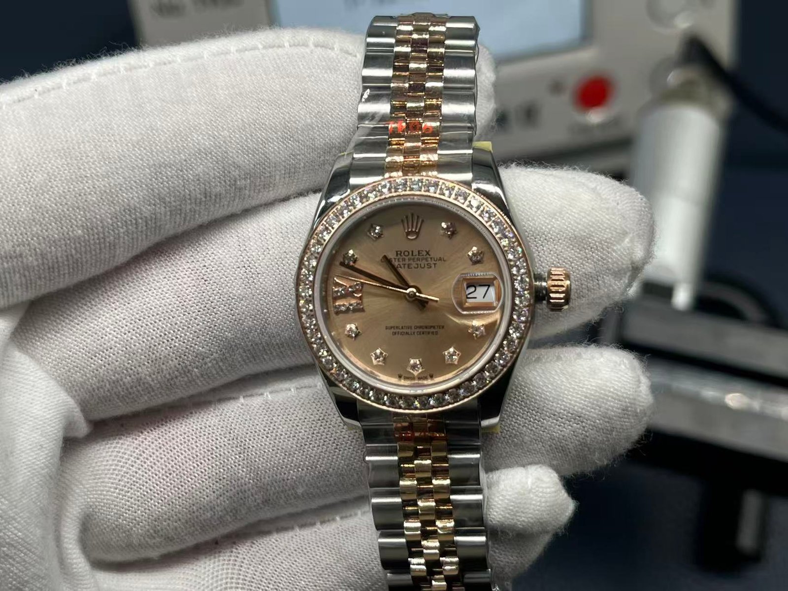 Rolex Lady-Datejust Two-Tone Rose Gold Diamond Bezel Chocolate Diamond Dial Jubilee Bracelet 28MM 279381RBR-0003