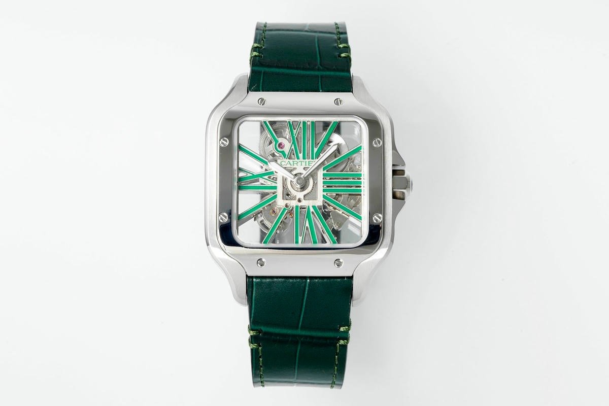 Cartier Santos de Cartier Large Model Stainless Steel Green Skeleton 40MM WHSA0028-01