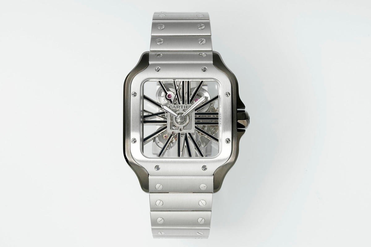 Cartier Santos de Cartier Large Model Stainless Steel ADLC Skeleton 40mm WHSA0027