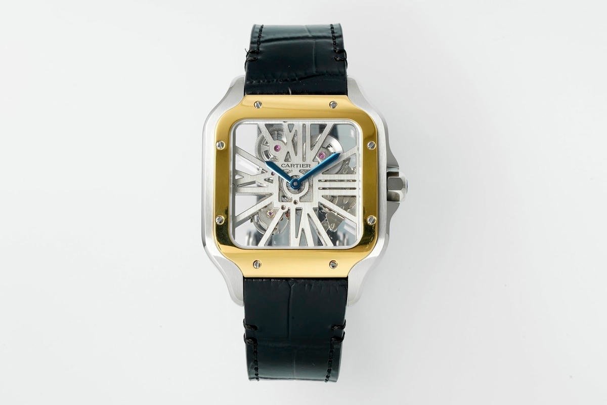 Cartier Santos de Cartier Large Model Two Tone Yellow Gold Stainless Steel Skeleton 40mm WHSA0019-01