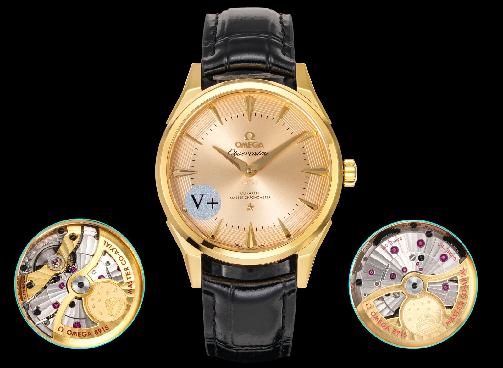 Omega  Constellation Observatory Yellow Gold Champagne Dial 39MM Black Leather Strap Re.140.53.39.21.99.001
