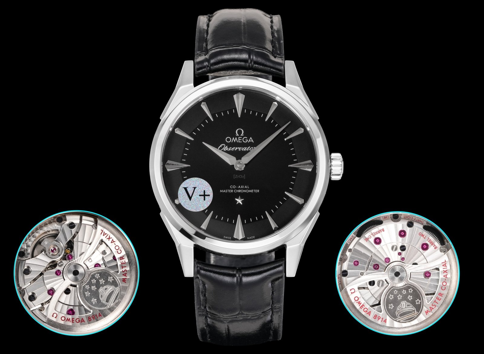 Omega  Constellation Observatory Steel Black Dial 39MM Black Leather Strap Re.130.33.39.21.01.001